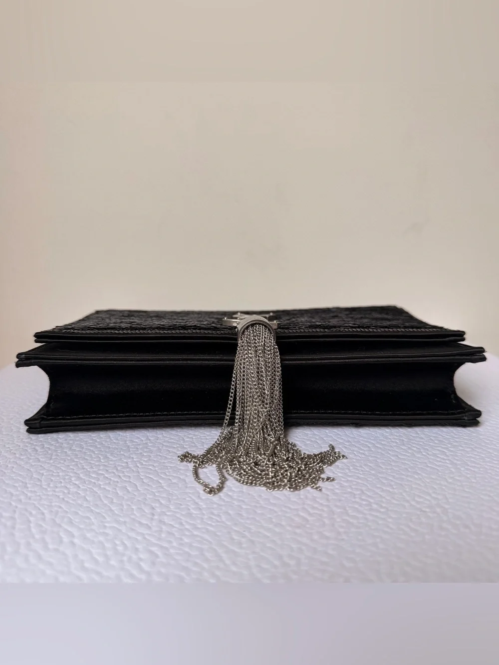 Saint Laurent Kate Tassel Chain Wallet Sequins Black Silver HW - Picture 9 of 14